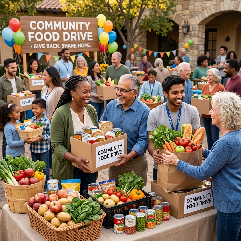 Volunteers packing food